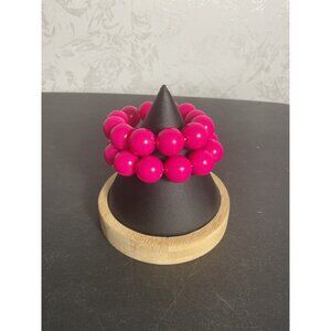 2 Pink Beaded Bracelet With Elastic Stretch